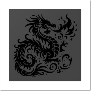 Mystical Dragon Tribal Art Inspired Design Posters and Art
